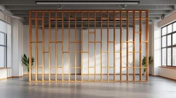 AI generated Frame with wooden wall partition. photo