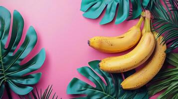 AI generated Bananas and Flowers on a Table photo