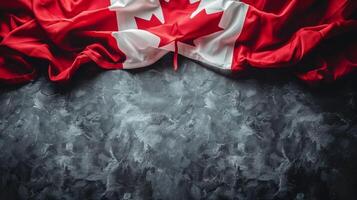 ai generado canadiense bandera en negro antecedentes foto