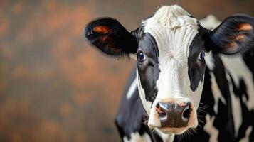 AI generated Close Up of a Black and White Cow photo