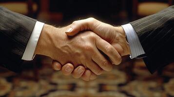 AI generated Close Up of Two People Shaking Hands photo