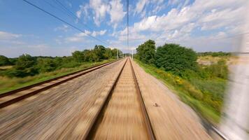 FPV fast flight over the railway bridge in summer video