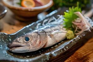 AI generated Fresh fish ready for cooking, evoking culinary inspiration photo