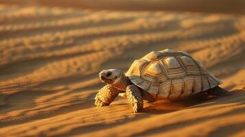 AI generated Turtle in the desert with sunny weather photo