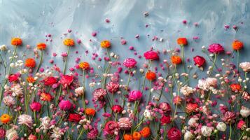 AI generated Array of Flowers Adorning a Wall photo