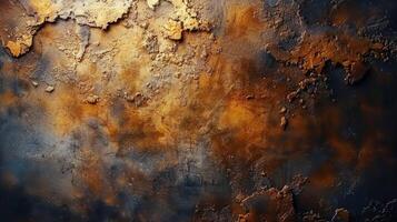 AI generated Rusted Metal Surface With Yellow and Brown Paint photo