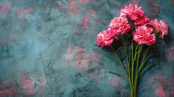 AI generated Pink Flowers on Table photo