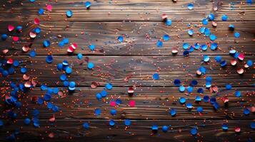 AI generated Colorful Flowers Adorning Wooden Table photo