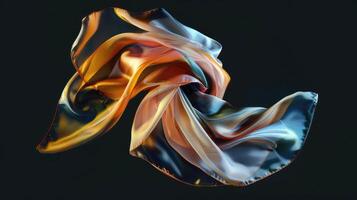 AI generated Silk scarf isolated on black background. photo