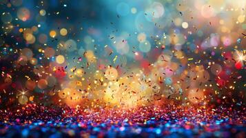 AI generated Colorful Fireworks Light Up Night Sky photo