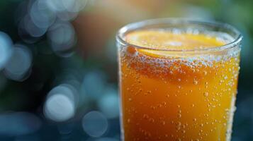 AI generated Close Up of a Glass of Orange Juice photo