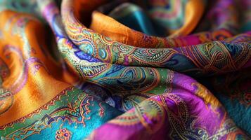 AI generated Luxury colorful scarf. photo