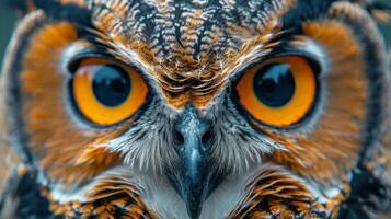 AI generated Close Up of Owl With Orange Eyes photo