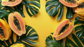 ai generado varios frutas arreglado en mesa foto