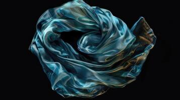 AI generated Silk scarf isolated on black background. photo