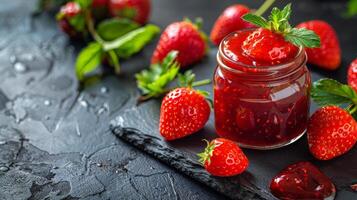 AI generated Group of Strawberries on Table photo