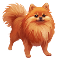 AI generated Cheerful Pomeranian Cartoon Mammal Animal with Curly Tail and Whiskers Isolated on Transparent Background generative AI png