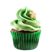 AI generated St. Patrick's Day Cupcake Isolated on Transparent Background generative AI png