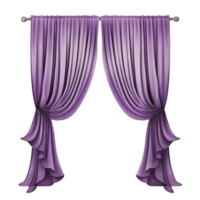 ai generado mano dibujado púrpura cortina con florido detalles flotante en elegancia en transparente antecedentes generativo ai png
