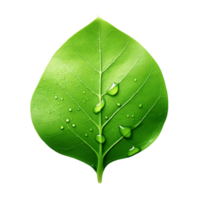 AI generated large tree leaf with water drops.   isolated on transparent  background   generative AI png