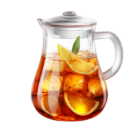 AI generated Enjoying Ice Tea in a Transparent Teapot, Isolated on a Crystal Clear Background generative AI png