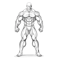 AI generated Muscle Man Drawing For Kids Outline Sketch isolated on  transparent  background Generative AI png