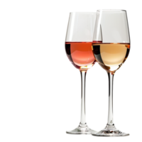 ai generiert zwei Brille von Wein toasten, isoliert auf transparent Hintergrund zum ein romantisch Feier generativ ai png