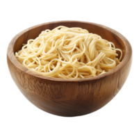 AI generated Wooden Bowl Overflowing with Mouthwatering Noodles  Isolated on a Transparent Background Generative AI png