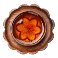 AI generated Wooden Ware Flat Camellia Tea  isolated on  transparent  background Generative AI png