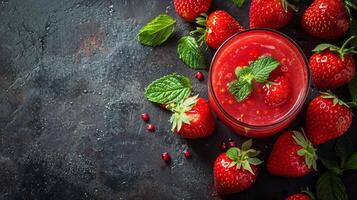 AI generated Group of Strawberries on Table photo