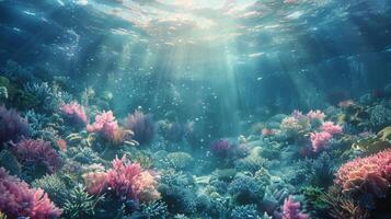 AI generated Sunlight Streaming Through Coral Reef photo