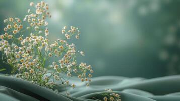 AI generated White Flowers Resting on Bed photo