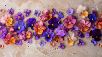 ai generado racimo de flores dispersado a través de suelo foto