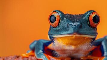 AI generated Yellow Frog Sitting on Top of Yellow Wall photo