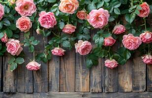 ai generado rosado rosas arreglado en corazón forma foto