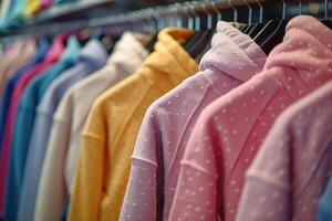AI generated Row of Shirts Hanging on Store Rack photo