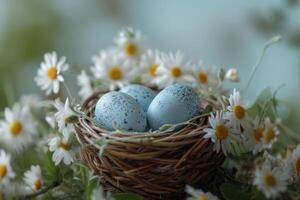 AI generated Bird Nest With Three Eggs photo