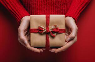 AI generated Person Holding Wrapped Present photo