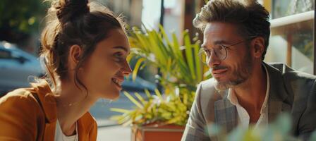 AI generated Man and Woman Sitting Together photo