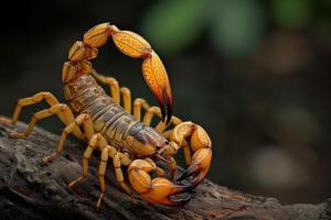 AI generated Scorpion moving across sand photo