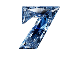 AI generated number seven made of sapphire with transparent background png