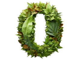 AI generated number zero made of plants and flowers on transparent background png