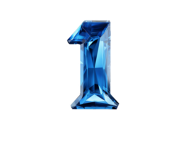 AI generated number one made of sapphire with transparent background png