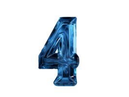 AI generated number four made of sapphire with transparent background png