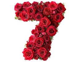 AI generated number seven made of roses with transparent background png