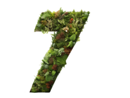 AI generated number seven made of plants and flowers on transparent background png