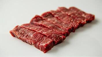 AI generated Raw Beef on Slate Board photo