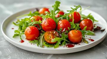 AI generated White Plate With Green and Red Tomatoes photo