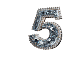 AI generated number five made of diamond with transparent background png