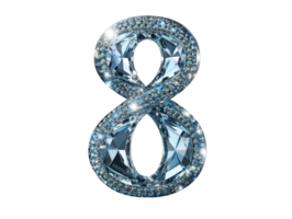 AI generated number eight made of diamond with transparent background png